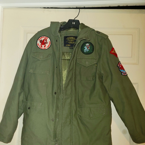 Boys Alpha Industries Green Utility Jacket Size 14/16